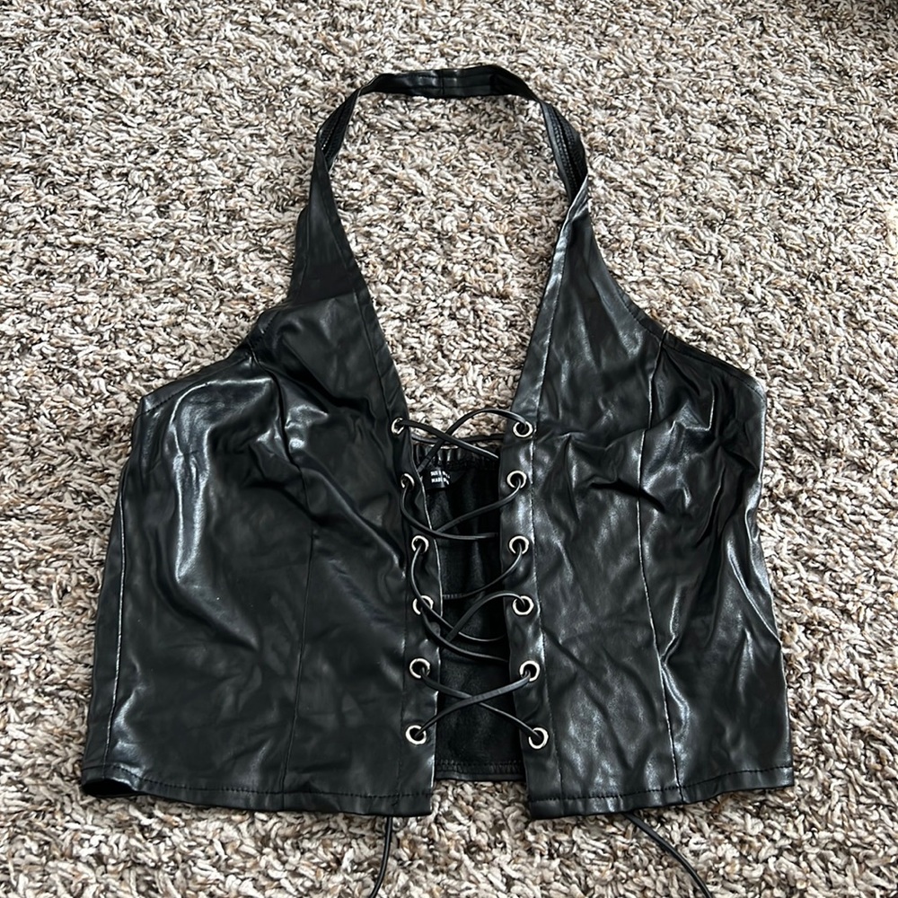 LEATHER CROP TOP
